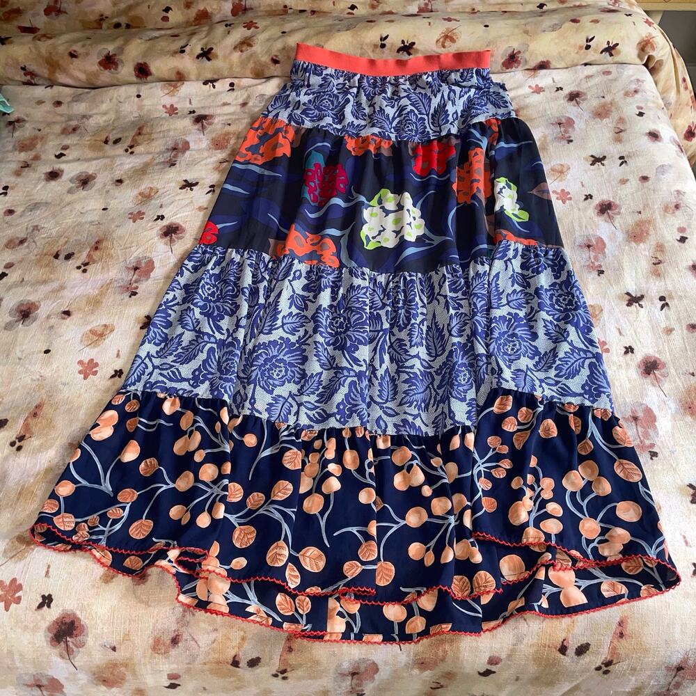 Anthropologie Vanessa Virginia Floral Maxi Skirt Boho Western Maximalist 10